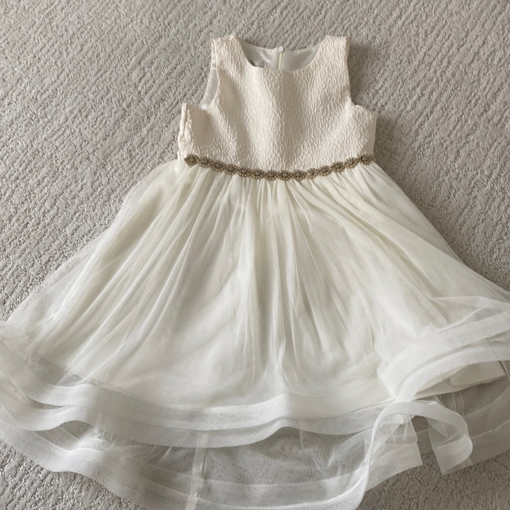 Beautiful cream colored dress with rhinestone waist